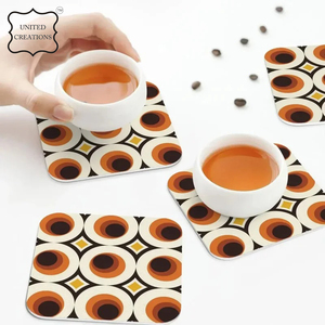 Sous-verre rond en céramique de haute qualité avec logo personnalisé absorbant l'eau et antidérapant résistant à la chaleur avec style classique - Product Image 2