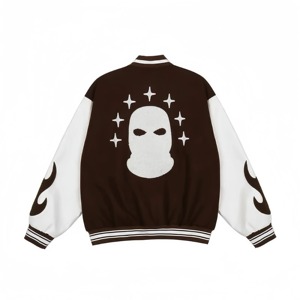 High Quality Custom Street Wear Canvas Front Logo Patch Windproof <b>Vintage</b> Baseball Letterman <b>Varsity</b> <b>Jacket</b> for Men - Product Image 2