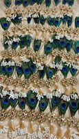 Assortiment de broches en plumes de paon Kundan plaqué or Accessoire de mariage pour hommes et femmes Cadeaux pour garçons d'honneur Cadeaux de bienvenue et de retour