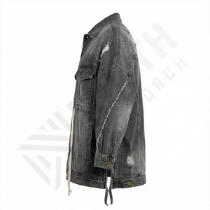 Chaqueta Vaquera Informal de Alta Calidad para Hombre, Cuello Alto, Logotipo Frontal, Talla Grande, Cierre de Botones, Prenda Exterior de Moda, Precio Competitivo - Product Image 3