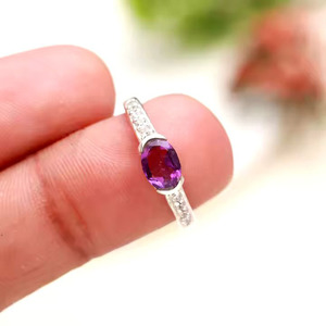 แหวนพลอยอัญมณีคลาสสิกสเตอร์ลิง925อเมทิสต์ทรงรีสำหรับงานแต่งงานงานหมั้นงานวันเกิดของขวัญ - Product Image 4