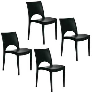 GRANDSOLEIL sedie da giardino in polipropilene color antracite 4 sedie da esterno impilabili 47x51x80 cm senza limitazioni di dimensioni - Product Image 1