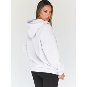 Prix de gros Streetwear en coton Sweat à capuche surdimensionné à la mode à manches longues Sweatshirts à capuche épais et logo personnalisé pour les femmes - Product Image 6