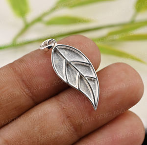 Colgante de hoja en blanco de Plata de Ley 925, ajuste bueno para Resina y cenizas, recuerdo de trabajo/leche materna, regalo DIY para amantes de la naturaleza - Product Image 6