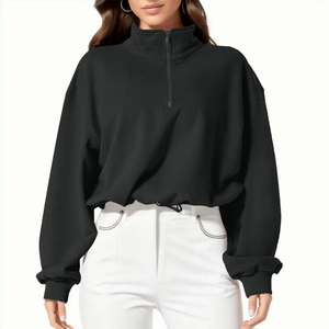 Mode personnalisée sweats à capuche surdimensionnés pour femme épais 1/4 quart fermeture éclair col roulé sweats à capuche pull sweat pour femmes oem - Product Image 5