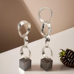 Luz de lujo plata Arte Abstracto escultura Metal candelabros linternas tarros de velas - Product Image 4