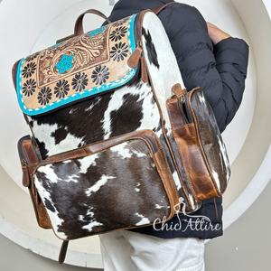 Sac à dos de luxe personnalisé en cuir véritable et cuir de vachette pour femme, sac à dos de voyage en cuir véritable, sac à langer à bandoulière - Product Image 1