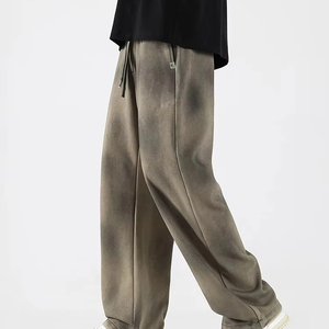 กางเกงสเวตเตอร์เอวสูงผ้าแคนวาสสำหรับผู้ชายใส่ได้ทุกวันมีสายรัดเอวยางยืดและมีกระเป๋ามีซิปขนาด XL สวมใส่สบาย - Product Image 1