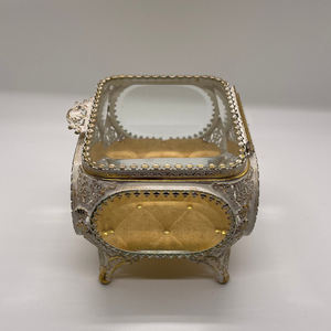 Attractive Product Clear Glass Metal Brass Border Beveled Glass <b>Box</b> <b>For</b> <b>Wedding</b> Jewelry Makeup Accessories Storage <b>Box</b> Low Price - Product Image 1