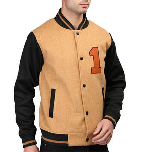 Veste universitaire en cuir pour hommes rétro vintage personnalisée col montant logo brodé manches longues noir-quantité minimale de commande bas vente en gros - Product Image 4