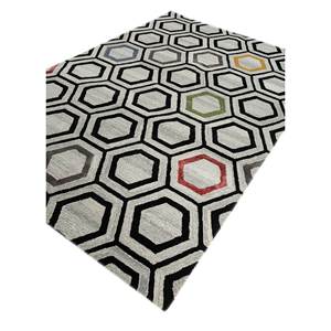 Tapis en laine et viscose tufté à la main TNQ-378, gris et noir avec motif géométrique, pour usage domestique - Product Image 2