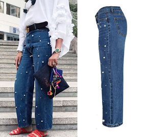 Vente en gros de pantalons cargo respirants de qualité supérieure les moins chers avec logo personnalisé Offre Spéciale OEM/ODM jeans denim déchirés Offre Spéciale pour femmes - Product Image 5