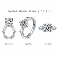 Bague Solitaire en Moissanite Ronde 1 carat Couleur D VVS en Argent Sterling S925 Certifiée GRA pour Femme – Vente en Gros