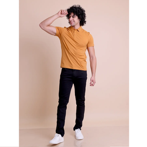 Camiseta de manga regular con cuello levantado para hombre, ropa informal cómoda antiarrugas transpirable de secado rápido ecológica - Product Image 1