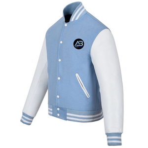 Veste universitaire personnalisée en toile de laine 100% de couleur unie pour hommes, respirante, confortable, col montant, doublure en polyester, bas quantité minimale de commande usine - Product Image 2