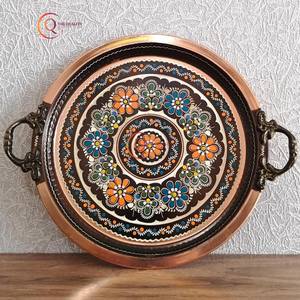 ถาดเสิร์ฟทองแดงทำมือทรงกลมทาสีด้วยมือมาใหม่ล่าสุดถาดสำหรับตกแต่งบ้านกำหนดขนาดได้เอง - Product Image 2