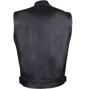 Chaleco de cuero con cuello en V 100% de calidad superior para hombre nuevo estilo al por mayor estilo occidental con decoración de botones montar en moto de invierno - Product Image 3