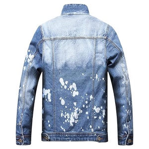 Men's <b>Denim</b> Jacket Stand Collar Washed Distressed Casual Autumn Outerwear Regular Fit Blue Jeans <b>Coat</b> - Product Image 3