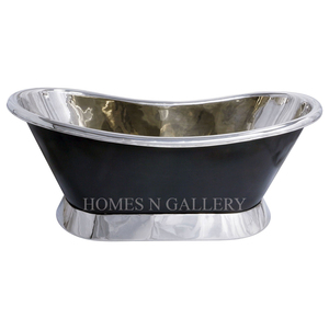 อ่างอาบน้ำทองแดงดีไซเนอร์แบบโบราณคอลเลกชันโรงแรมหรูทันสมัยเคลือบเงาสีเงินให้ดูใหม่สำหรับห้องน้ำทรงรี - Product Image 2