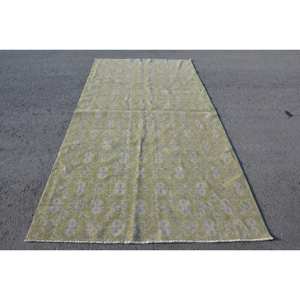 Tapis turc Vintage traditionnel 5.3 X 10.4ft classique vert blanc Patchwork Design laine Latex plat tissage Rectangle couloir - Product Image 1