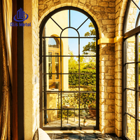 Puertas y Ventanas de Arco de Aluminio Estilo Europeo Retro, Puertas Abatibles Clásicas con Doble Vidrio Insonorizado