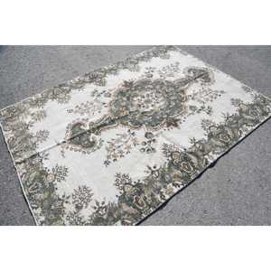 พรมตุรกีวินเทจ ขนาด 5.5x7.5 ฟุต พรมสีเขียวขนาดใหญ่ลายอิคัต - Product Image 2