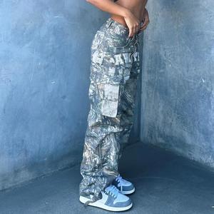 กางเกงคาร์โก้ผ้ายีนส์สำหรับผู้ชายกางเกงขาบานผ้ายืดแบบหลายชั้นสไตล์ยุโรปและอเมริกัน - Product Image 6