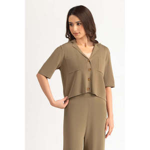 Ensemble coordonné décontracté pour femmes WM-COD-SS26-501T Coupe classique Tissu tricoté Tenue deux pièces pour le printemps/été Taille XXS - Product Image 1