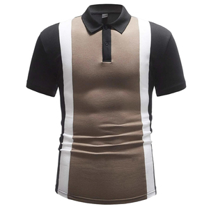 Polos d'extérieur en tissu tricoté à manches courtes pour hommes de haute qualité T-shirt respirant pleine longueur en couleur unie décontracté - Product Image 1