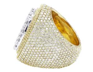 Elegante anillo de forma redonda de oro amarillo de 10K con diamantes cultivados en laboratorio, joyería de lujo helada para hombres - Product Image 6