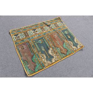 พรมตุรกีวินเทจ ขนาด 1.9x2.5 ฟุต (59x77 ซม.) ลายตารางสีเขียว - Product Image 4