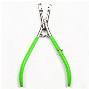 Hair <b>Extension</b> Flat Head Pliers Stainless Steel Micro Ring <b>Bead</b> Crimping Opening & Removal Tool Spring Loaded Non-Slip Handle - Product Image 1