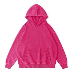 Sudadera con capucha lavada con ácido rosa Unisex, jersey de algodón 100% para hombre, ropa de calle Vintage, estampado Digital bordado de gran tamaño para invierno - Product Image 1