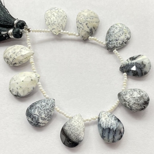 Perles de briolette opale dendrite en forme de poire à facettes de haute qualité pierres précieuses naturelles pour la fabrication de bijoux - Product Image 1