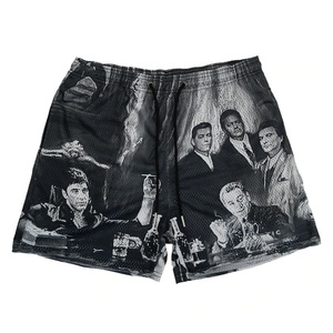 Short de sport avec logo personnalisé haut de gamme pour homme Short de basket-ball à coupe ample en tissu de maille sublimé avec drapeau américain à motif solide à bas prix - Product Image 3