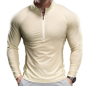 Camiseta Deportiva de Manga Larga con Cierre de 1/4 para Hombre, Protección Solar UPF50+, Secado Rápido, Transpirable, Cuello Alto, Poliéster/Nailon, para Fitness, Deporte, Aire Libre, MMA - Product Image 4