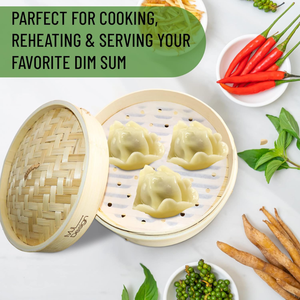 Cesta de vapor de bambú, vaporera de bambú natural de 2 niveles para dumplings de comida asiática y vaporizador de verduras con pinzas para alimentos y revestimientos de cera - Product Image 6