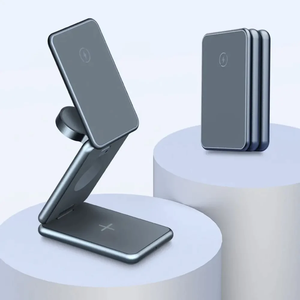 Cargador inalámbrico magnético de aluminio de 15W con soporte de cargador inalámbrico magnético para iPhone ,Airpod, iWatch y Samsung <span class=keywords><strong>Galaxy</strong></span> <span class=keywords><strong>Watch</strong></span> - Product Image 1