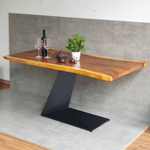 Industrial-Style <b>Extendable</b> Acacia <b>Wood</b> <b>Dining</b> <b>Table</b> with Powder-Coated Iron Legs-160x80cm - Product Image 6