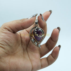 Pendentif artisanal en argent sterling 925 avec améthyste et perle d'eau douce, bijoux en pierres précieuses, cadeau de Noël, cadeau de Nouvel An - Product Image 5