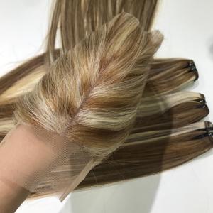 Bone Straight Piano Color Blonde et Honey Brown Packs et Closure Set pour Extensions de Cheveux et Perruque 100% Cheveux Humains Vietnamiens - Product Image 4