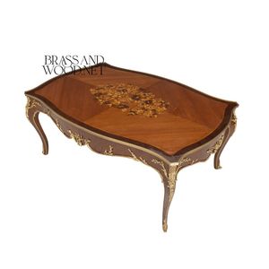 Mesa de Centro de Lujo con Incrustaciones de Marquetería Intrincadas y Elegantes Detalles de Latón para una Decoración Clásica de Sala de Estar - Product Image 4