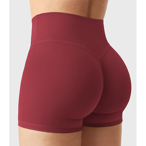 Shorts de sport pour femmes, design froncé pour lifter les fesses, taille haute, contrôle du ventre, pour le yoga, la salle de sport, polyester et élasthanne doux - Product Image 4