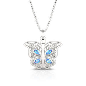 Collier personnalisé en argent sterling Jeulia avec pendentif cœur papillon ouvrable - Product Image 4