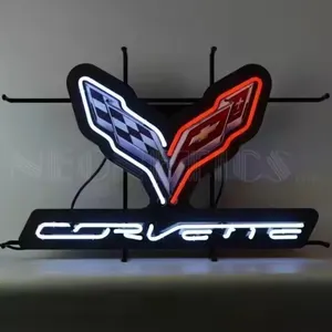 Produsen Cina lampu huruf kaca Neon asli desain kreatif rumah dalam ruangan lampu LOGO Neon Corvette C7 lampu Neon