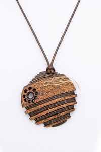 HOW <b>NECKLACES</b> FOR WOMEN MEN NATURAL <b>LARGE</b> BOHO TRIBAL SONO WOODEN <b>Pendant</b> on Adjustable Cord Handmade <b>Necklace</b> - Product Image 2