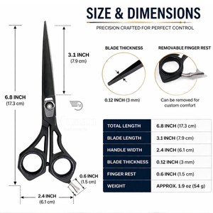 กรรไกรตัดผมสมัยใหม่ ขนาด 6.5 นิ้ว ด้ามจับขนาดกลาง สำหรับคนถนัดขวา ปลายทู่ ผลิตจากเหล็กกล้าไร้สนิม 4Cr13 สำหรับร้านทำผม - Product Image 3