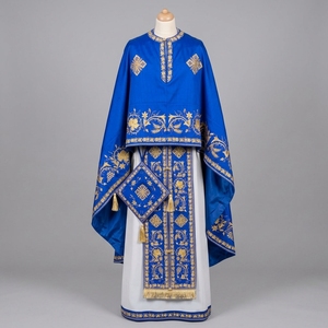 Vestimenta Litúrgica Azul Rey para Iglesia Ortodoxa, Túnica de Clérigo Bordada a Mano con Hilos de Oro, Casulla Sacerdotal, Conjunto de Vestimenta Litúrgica - Product Image 1