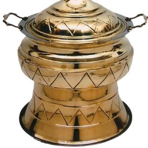 Casseroles rondes plaquées or pour la table de fête de mariage vaisselle faite à la main récipient alimentaire Hotpots - Product Image 4