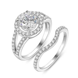 Jeulia Vintage Halo Moissanite <b>Bridal</b> Ring <b>Set</b> Round Cut Sterling Silver Wedding <b>Jewelry</b> - Product Image 2